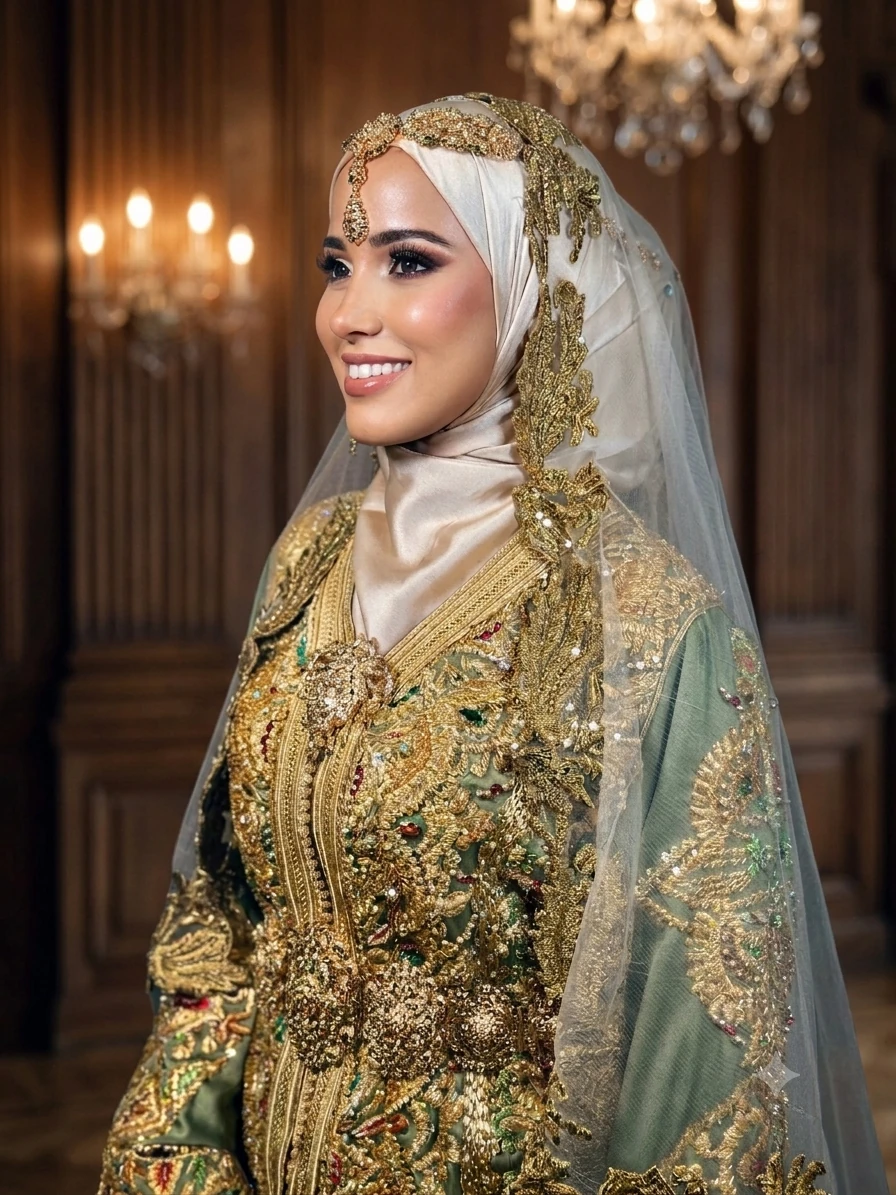 Maquillage élégant associé à un caftan marocain